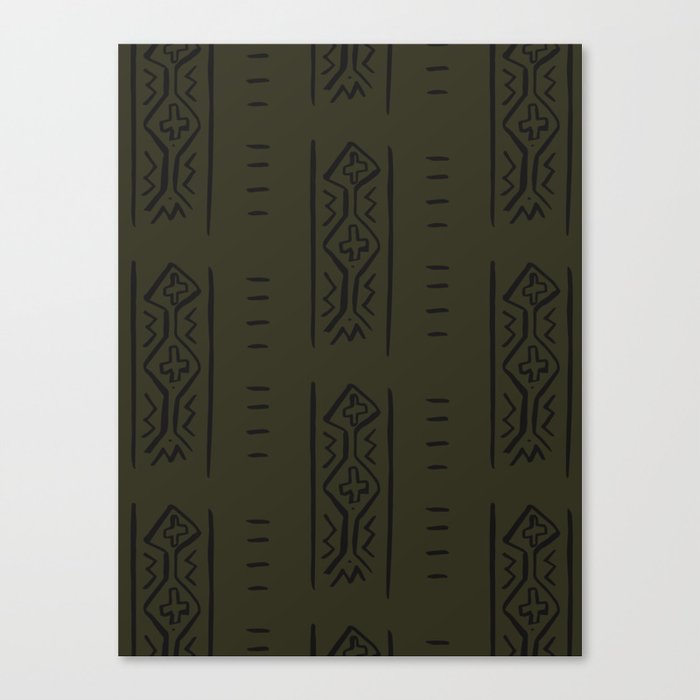 Mud Cloth Mercy Forest Green and Black Pattern  Canvas Print