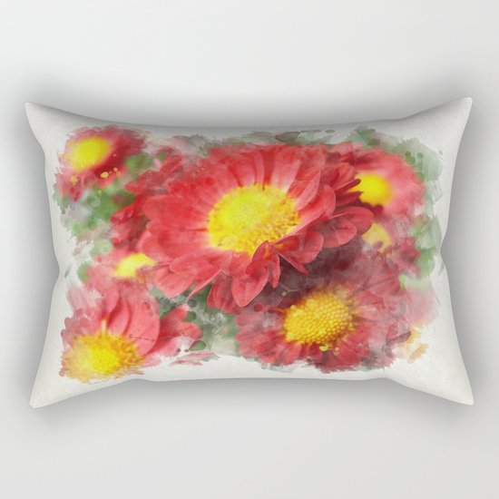 Chrysanthemum Watercolor Painting Rectangular Pillow