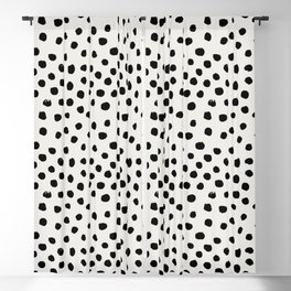 Preppy brushstroke free polka dots black and white spots dots dalmation animal spots design minimal Blackout Curtain
