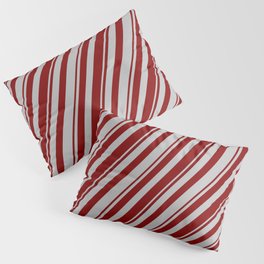 [ Thumbnail: Maroon and Grey Colored Pattern of Stripes Pillow Sham ]