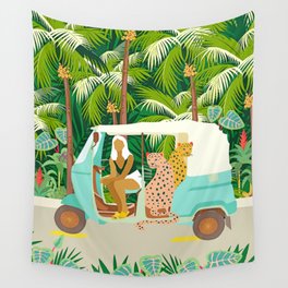 Rikshaw ride with Javan leopards in Bali | Tropical Nature Jungle Bohemian Wildlife Travel Wall Tapestry