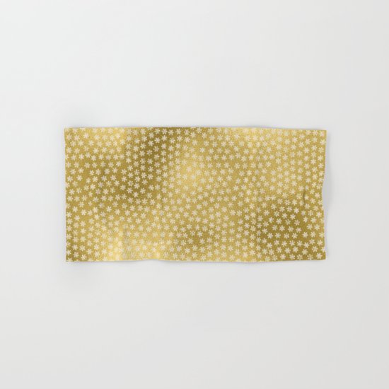 Merry christmas- white winter stars on gold pattern Hand & Bath Towel