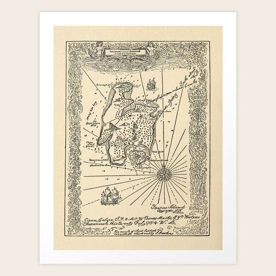 Vintage Treasure Island Pirate Map 1915 Art Print By Bravuramedia Society6