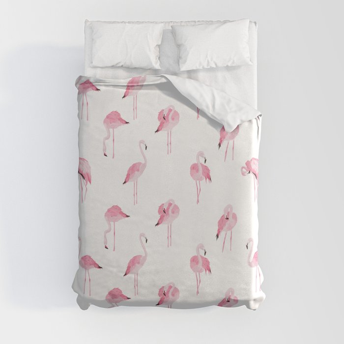 pink flamingo print Duvet Cover