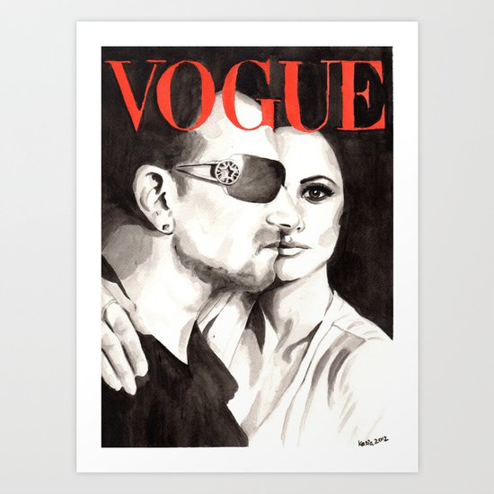 Vogue Magazine Cover. Bono & Penelope Cruz. Fashion Illustration Art Print