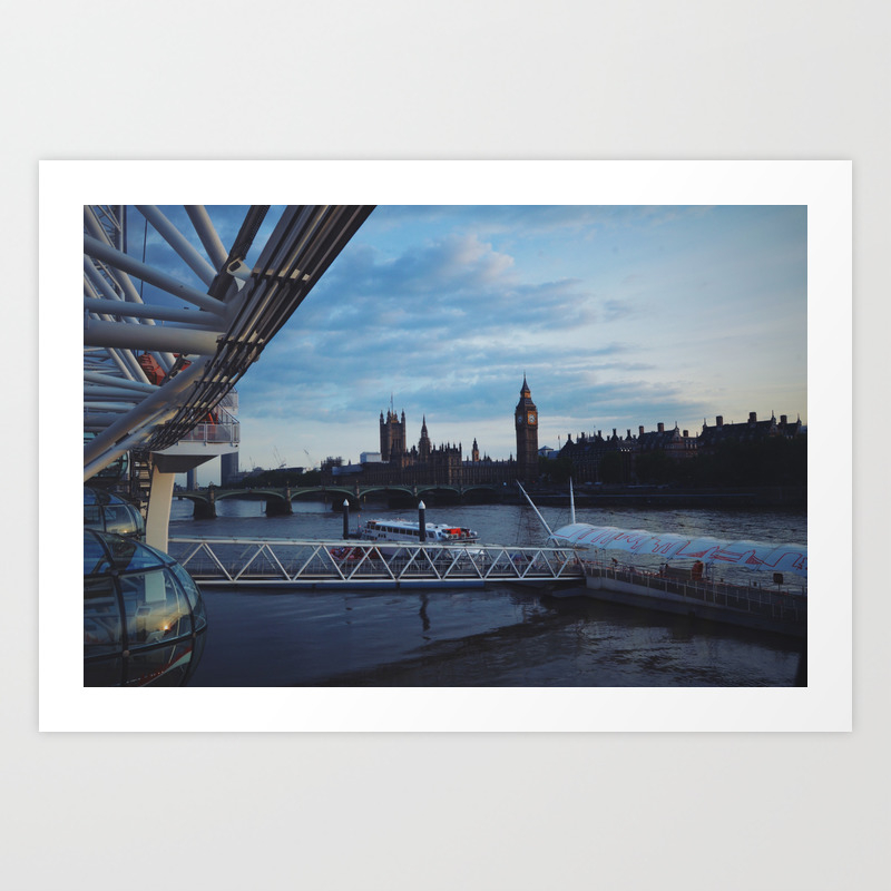 View Of Big Ben River Thames From London Eye Art Print