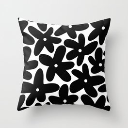 Hippie black flowers Throw Pillow