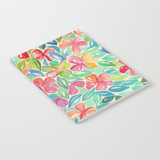 Tropical Floral Watercolor Painting Notebook
