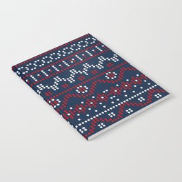 Christmas Pattern Knitted Stitch Dark Blue Notebook