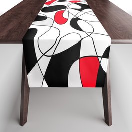 Abstract pattern - red, gray, black and white. Table Runner