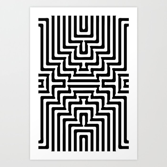Black And White Op-Art Optical Illusion Retro Graphic Art Print