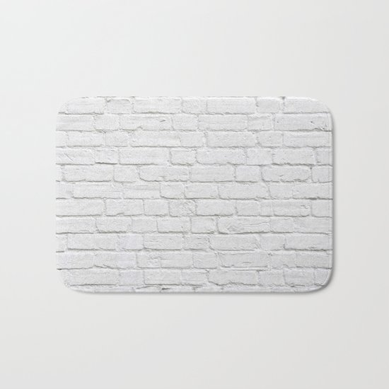 White Brick Wall Bath Mat
