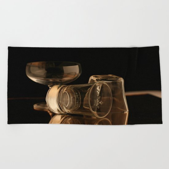Glasses in Gold Tones Beach Towel