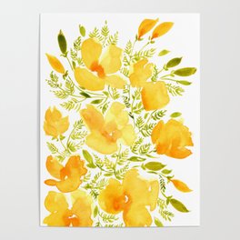 Watercolor California poppies (Quad set, #2) Poster