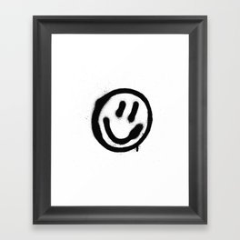 graffiti smiling face emoticon in black on white Framed Art Print