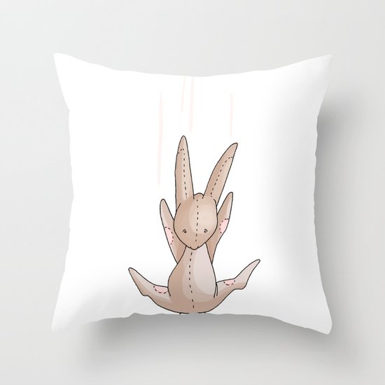 Falling Bunny 3 - Series, Nursery Print Throw Pillow