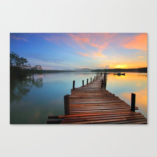 Pier on the Water at Sunset Canvas Print