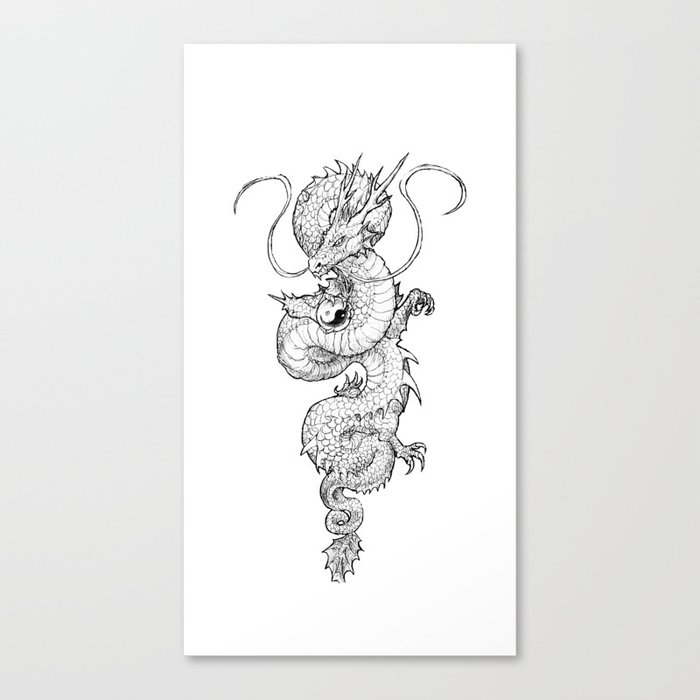 chinese dragon tattoo japanese dragon drawing dragon ink dragon Canvas Print
