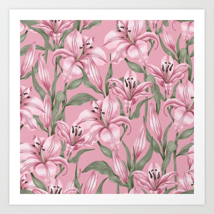 Lily Flower Pattern 03 Art Print
