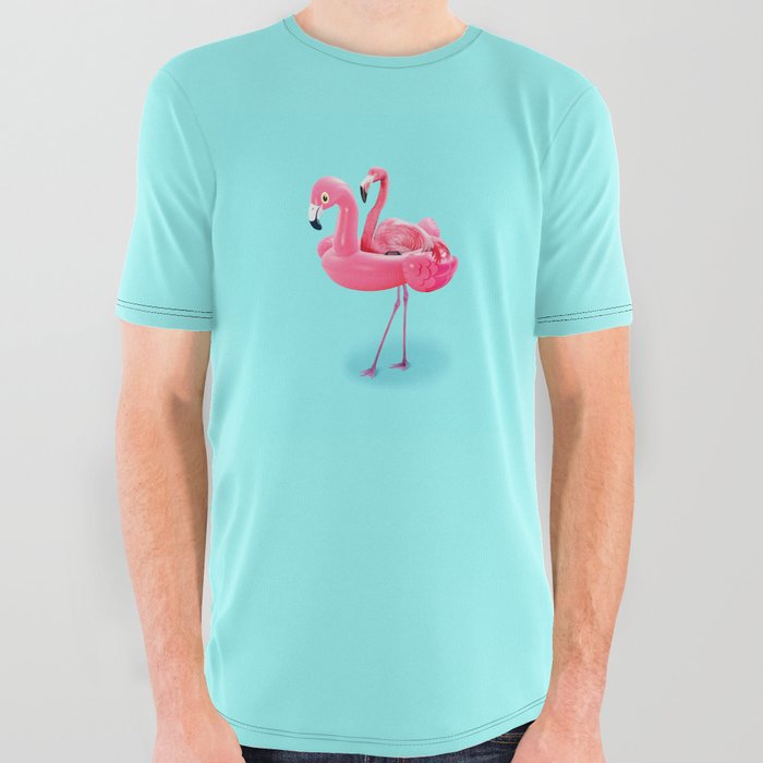 Flamingo on resort All Over Graphic Tee