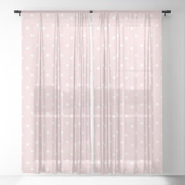 Valentine Pastel Pink White Heart Sheer Curtain