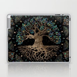 Tree of life -Yggdrasil Golden and Marble ornament Laptop Skin