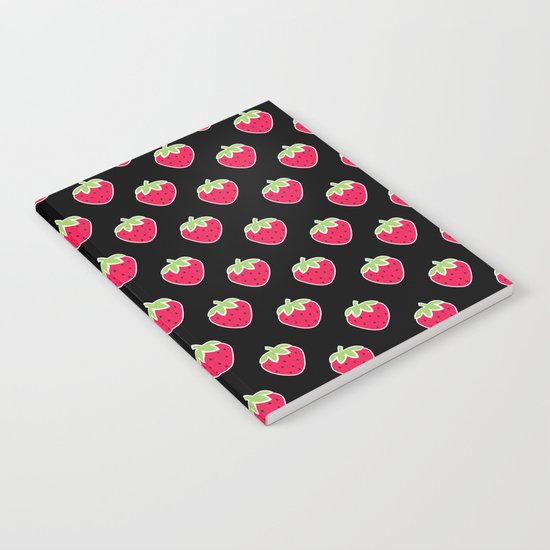 Strawberry Delight Black Notebook
