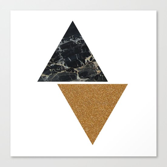 Dark marble and bronze geo Canvas Print