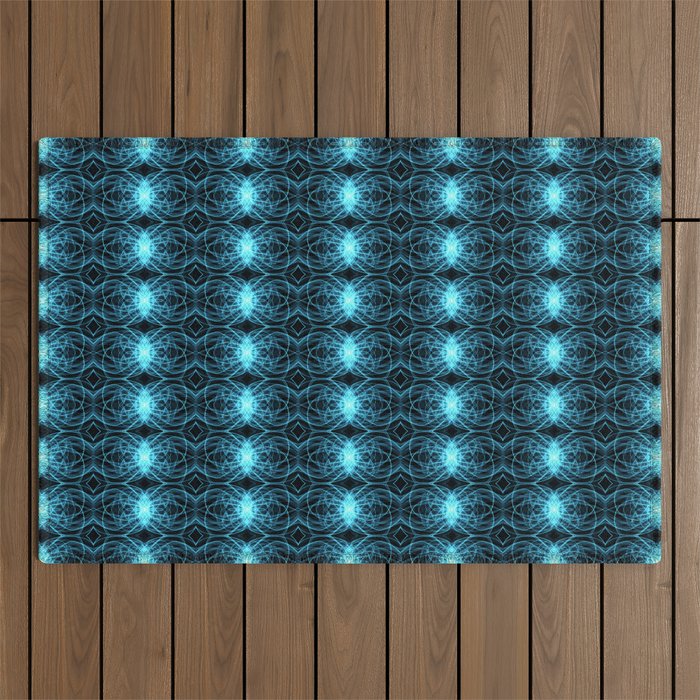 Liquid Light Series 1 ~ Blue Abstract Fractal Pattern Outdoor Rug