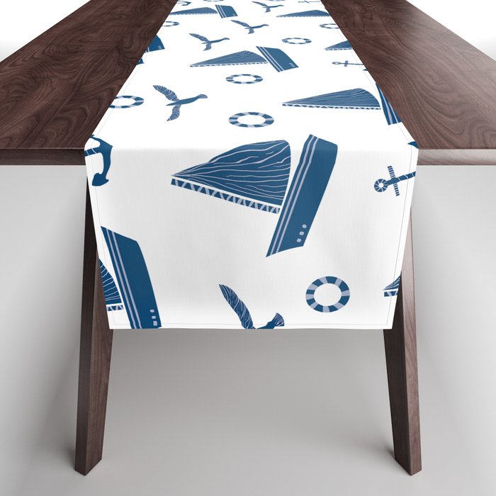 Cute Boat Lover Print Pattern Table Runner