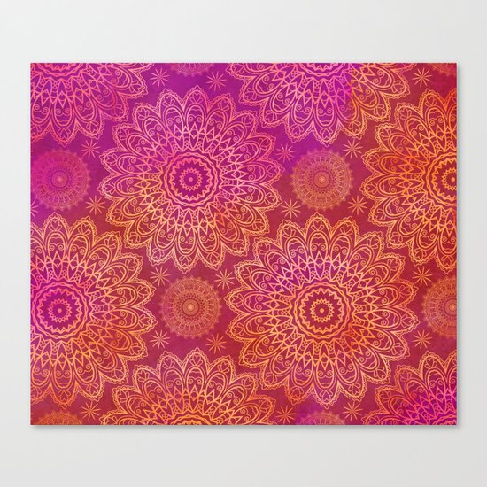 Mandala Watercolor Pattern pink orange Canvas Print