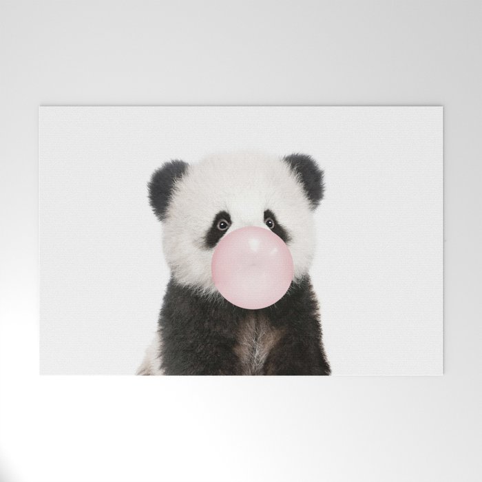 Bubble Gum Panda Bear Welcome Mat By Amypetersonartstudio Society6