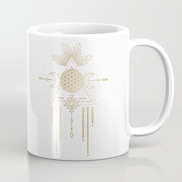 Golden Goddess Mandala Coffee Mug | Bronze, Graphicdesign, Goddess, Ethnic, Feminine, Tribal, Full, Yellow, Mendela, Floweroflife 