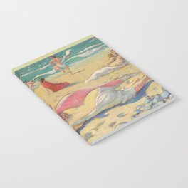 Games on the sand or Beach for wrestlers; jeux sur le sable or plage aux lutteurs coastal sea and sand landscape painting by Maurice Denis Notebook