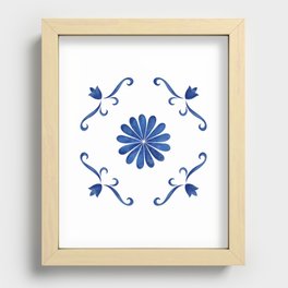 Blue Tile Recessed Framed Print