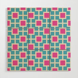Classic Hollywood Regency Pattern 770 Pink Blue and Beige Wood Wall Art