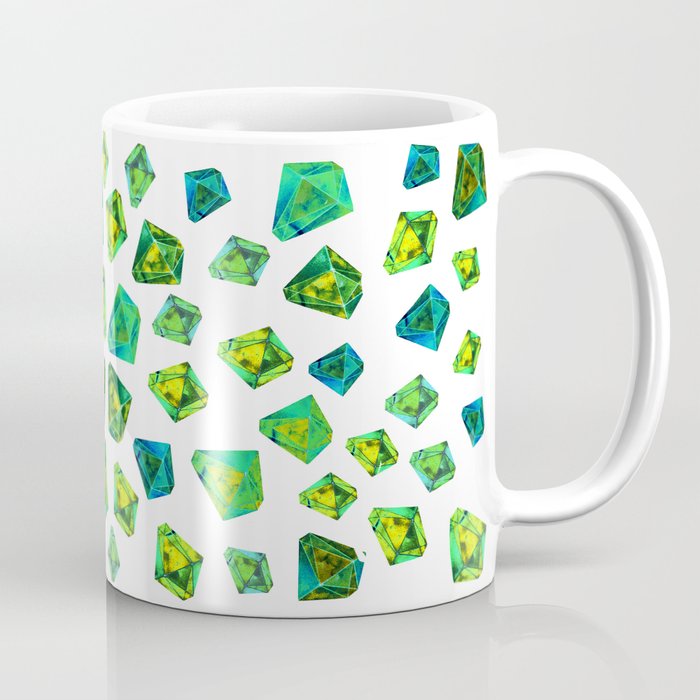Green beautiful hand drawn gems. Coffee Mug