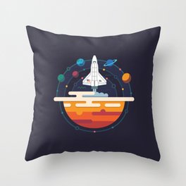 Space Shuttle & Solar System Throw Pillow
