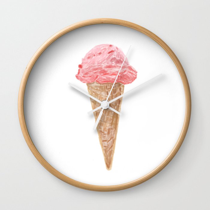 Strawberry Ice Cream Wall Clock by NewburyBoutique | Society6