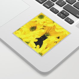 Black Cat Yellow Flowers Spring Mood #decor #society6 #buyart Sticker