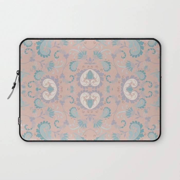 pale peach and blue nautical floral bold paisley flower bohemian Laptop Sleeve