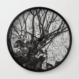 Jungle Leaves - Black and White - Real Tree #2 Wall Clock
