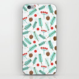 Christmas Pattern Turquoise Red Chestnut Holly iPhone Skin