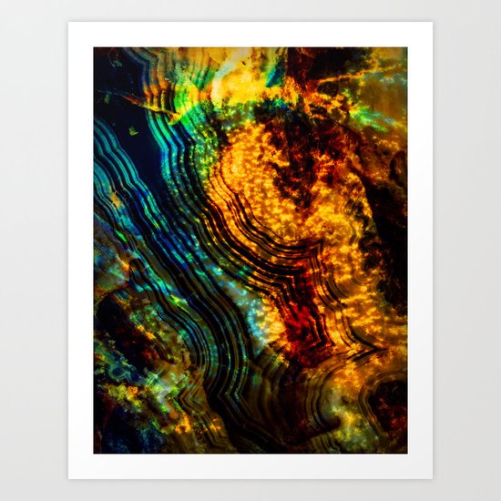 blue orange crystal Art Print