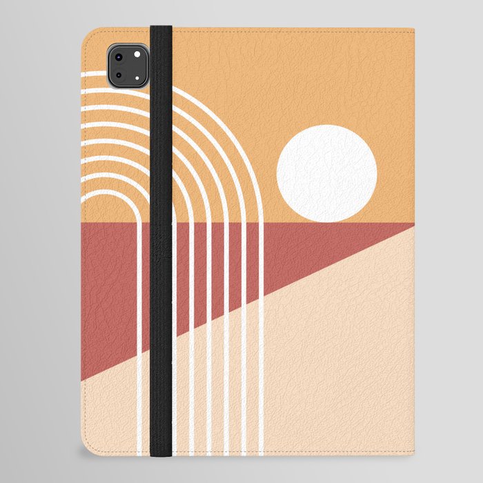 Sun Rainbow Beach Abstract 8 in Brown Beige Orange iPad Folio Case