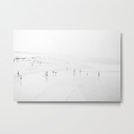 Black and White Beach - People - Minimal Beach - Ocean - Sea Travel photography Metal Print