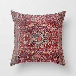 Fine Persia Bijar Old Century Authentic Colorful Red Blue Yellow Vintage Patterns Throw Pillow