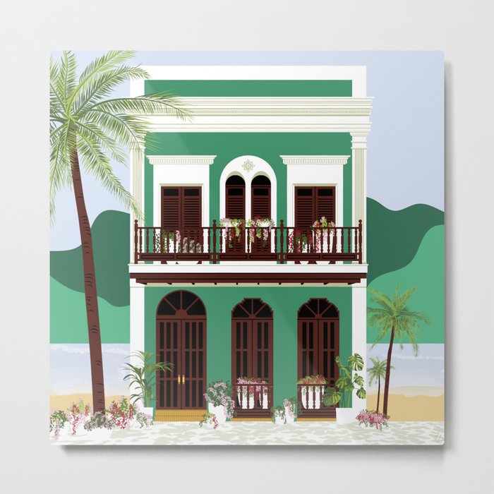 Green Puerto Rico House on the Beach Metal Print