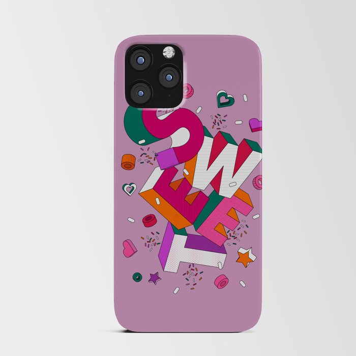 SWEET - colorful typography on pink iPhone Card Case