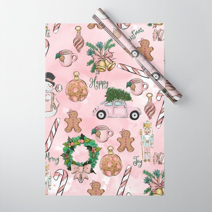 THE VERY PINK CHRISTMAS WATERCOLOR PATTERN Wrapping Paper